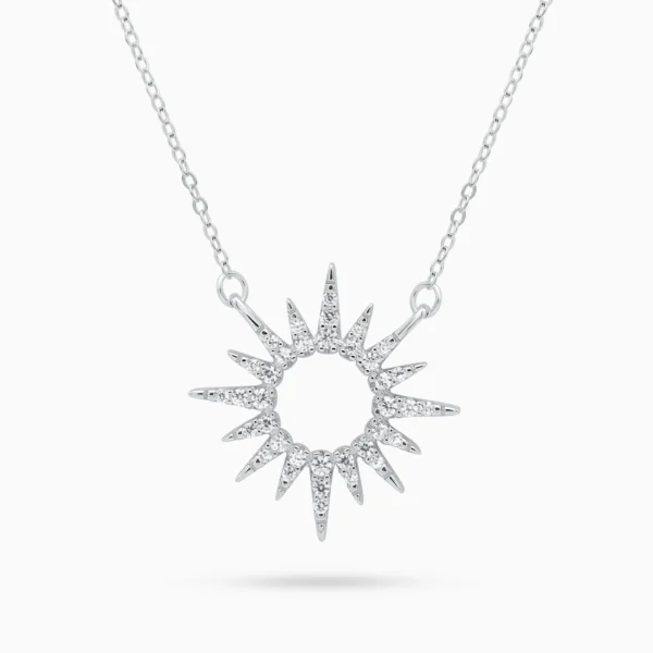 Colier elegant argint cerc soare sun whisper vedere frontala