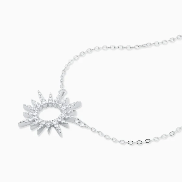 Colier elegant argint cerc soare sun whisper vedere laterala
