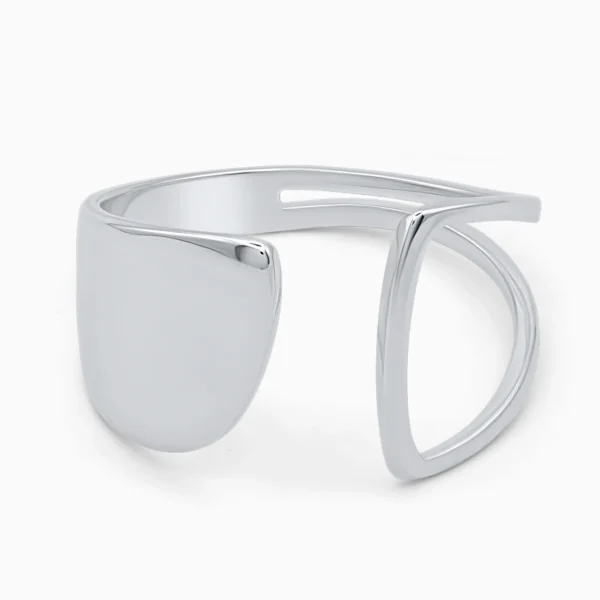 Inel elegant din argint Modern Muse cu design asimetric, vedere frontală