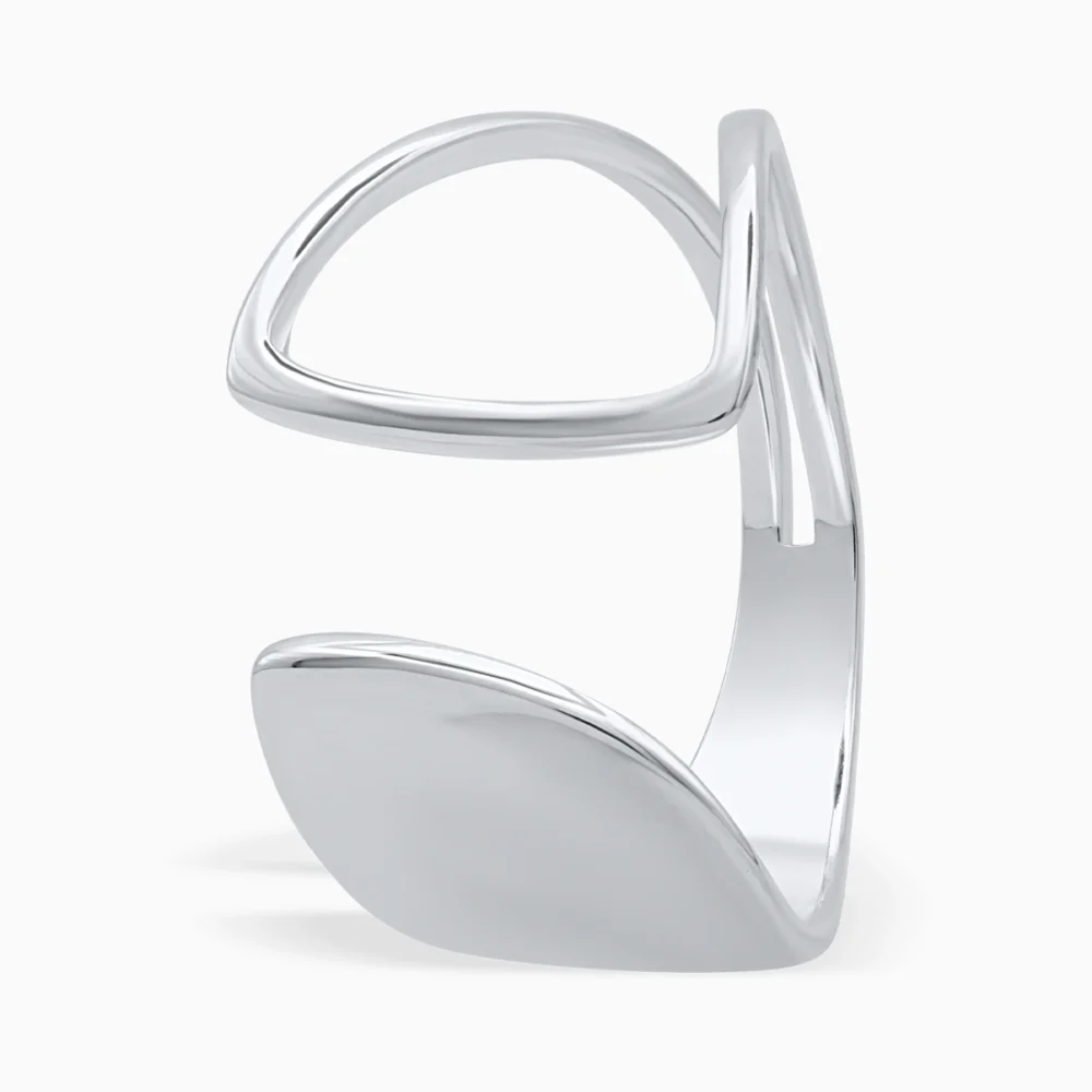 Inel elegant din argint Modern Muse cu design asimetric, vedere unghi