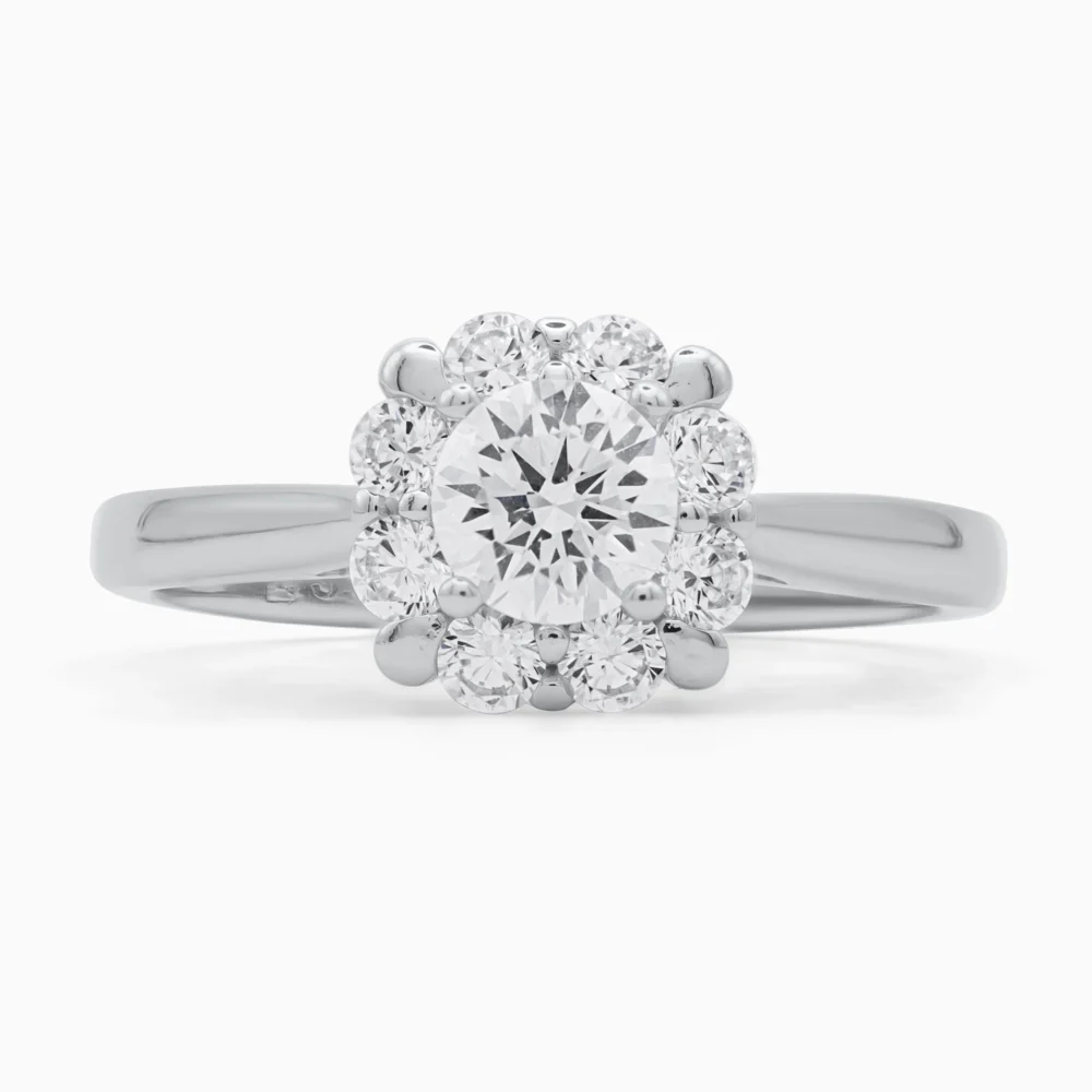 Detaliu Inel din argint Pure Elegance cu design floral și cubic zirconia