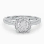 Inel din argint Pure Elegance cu design floral și cubic zirconia, vedere frontala