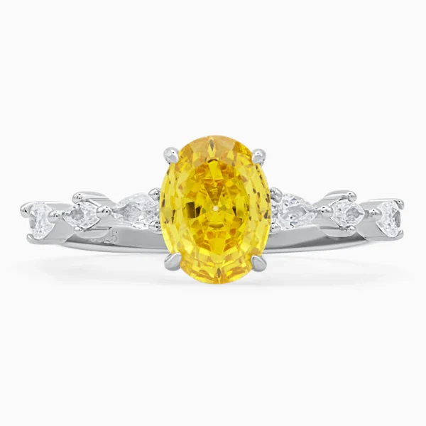 Detaliu Inel din argint Solar Kiss cu piatră cubic zirconia galbenă