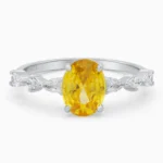 Inel din argint Solar Kiss cu piatră cubic zirconia galbenă, vedere frontală