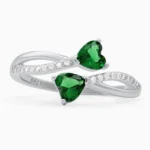 Inel-reglabil-argint-pietre-verzi-inima-Green-Desire-vedere-frontala