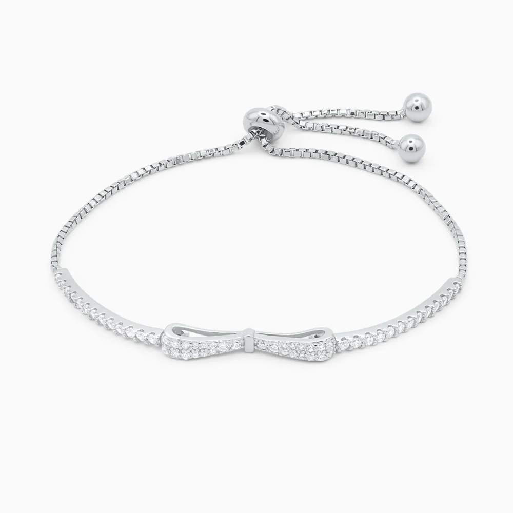 Brățară din argint cu fundiță și pietre cubic zirconia – Elegant Bow