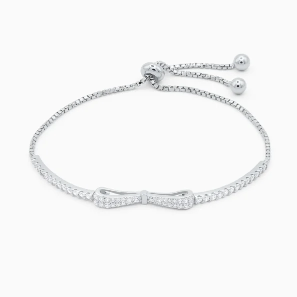 bratara argint fundita cubic zirconia elegant bow