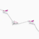 Set brățară și colier din argint cu pietre roz – Blossom Touch