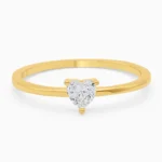 Inel din argint Love Essence placat cu aur de 14K cu inimă din cubic zirconia, vedere frontala