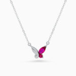 Set brățară și colier din argint cu pietre roz – Blossom Touch