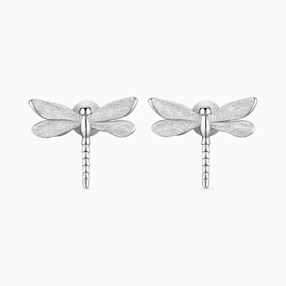 Cercei din argint cu libelulă – Dragonfly Waltz, vedere frontală