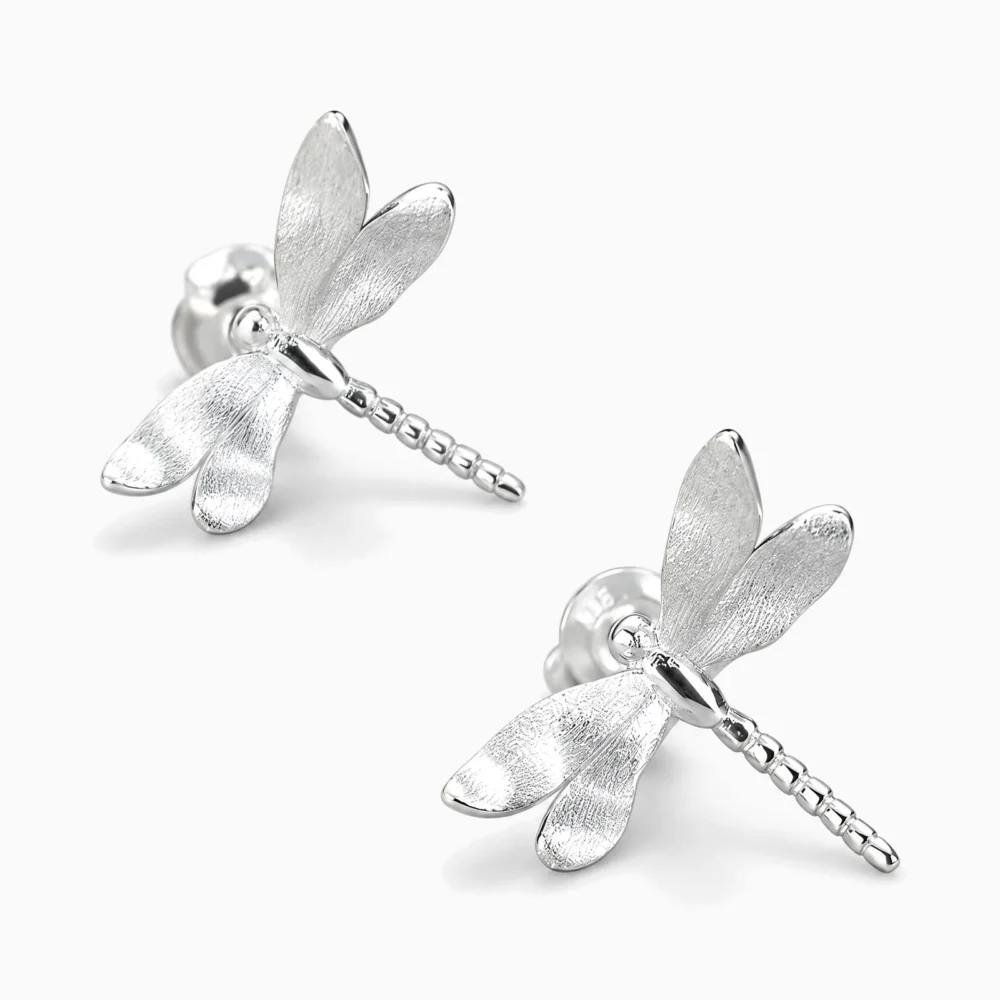 Cercei din argint cu libelulă – Dragonfly Waltz, vedere din trei sferturi