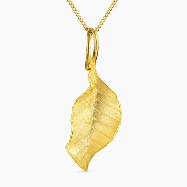 Pandantiv din argint placat cu aur de 18K, cu frunză de toamnă – October Leaf