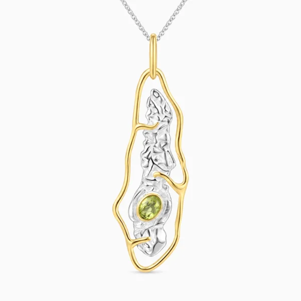 Pandantiv din argint cu peridot – Leaf Romance